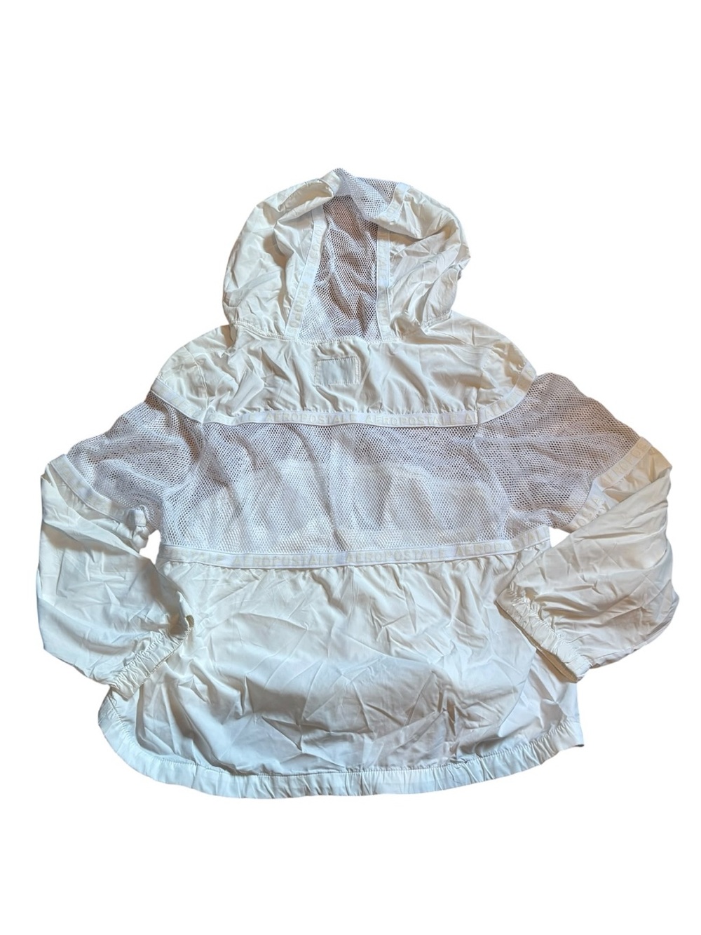Aeropostale // White Hooded Lightweight Windbreaker Jacket // Women - Picture 6 of 6